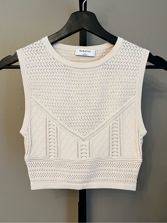 Babaton Tops - Babaton Aritzia Pointelle Knit Sleeveless Crop Top Light Shell Size Small